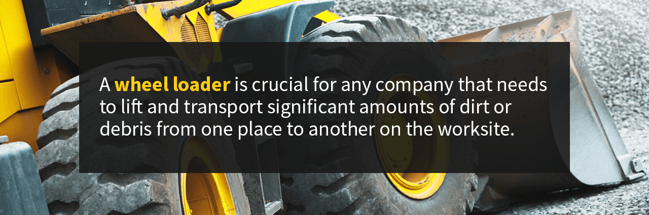 A wheel loader is crucial for any company that needs to lift and transport significant amounts of dirt or debris from one place to another on the worksite.