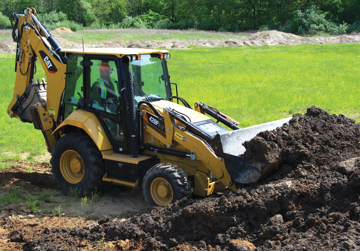Caterpillar Backhoe Loader Working and Using Attachment
