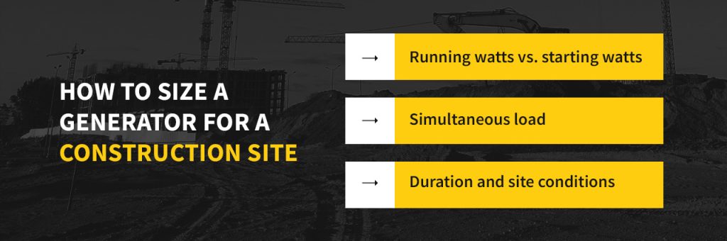 How to size a generator for a construction site