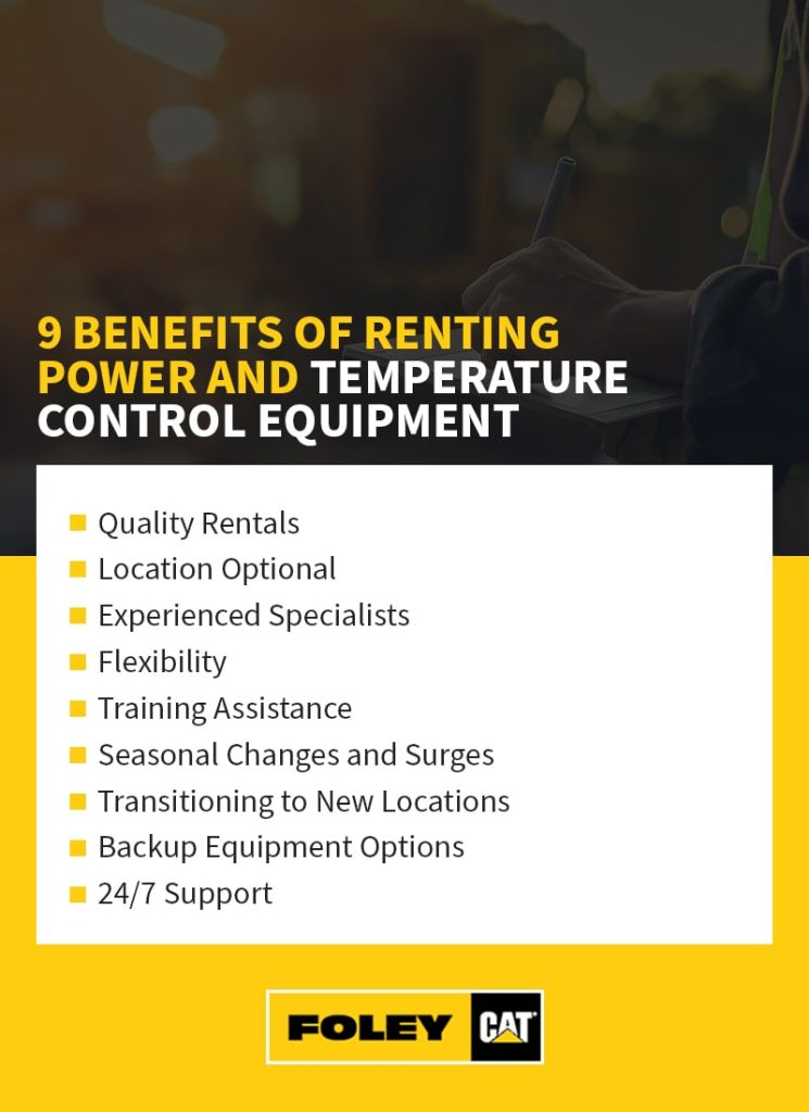 The 9 benefits of renting power and temperature control equipment